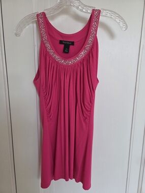 White House Black Market Hot Pink Embellished Tank Top w/Shelf Bra. Size Small.